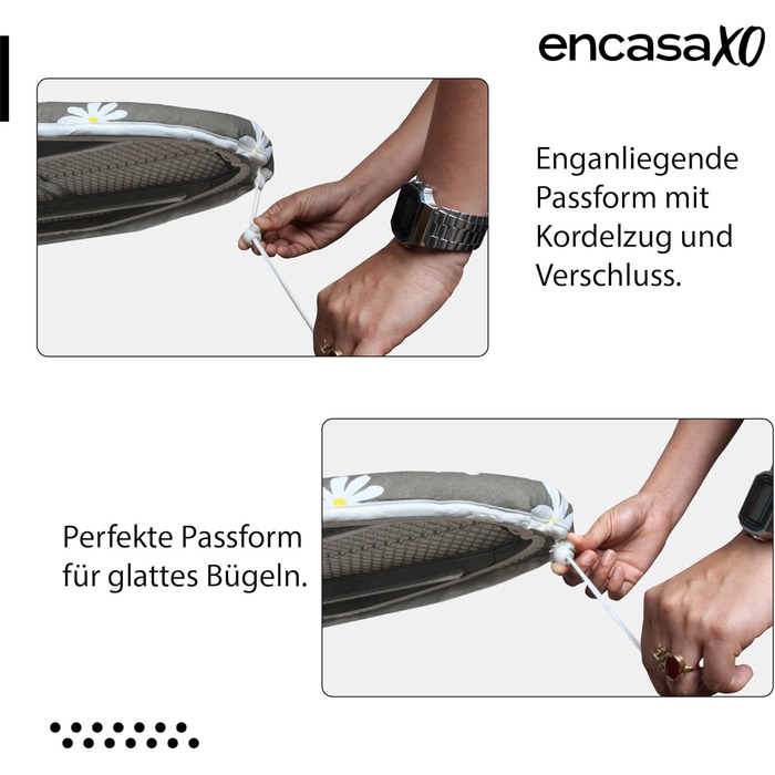 Чохол для гладильної дошки Encasa XO з фетровою підкладкою 3 мм, посиленням шнуром (підходить для стандартних міні-гладильних дошок 72x30 см), з терморефлексним покриттям, з принтом - Велике листя зелене, для міні-гладильних дошок