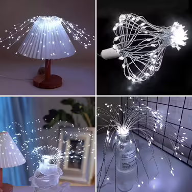 Гірлянда JIMACRO LED 4 шт. 120 LED, феєрверк, зірковий спалах, USB, 8 режимів, водонепроникна, з пультом, для вулиці та приміщення, біла, для Нового року, весілля, вечірки