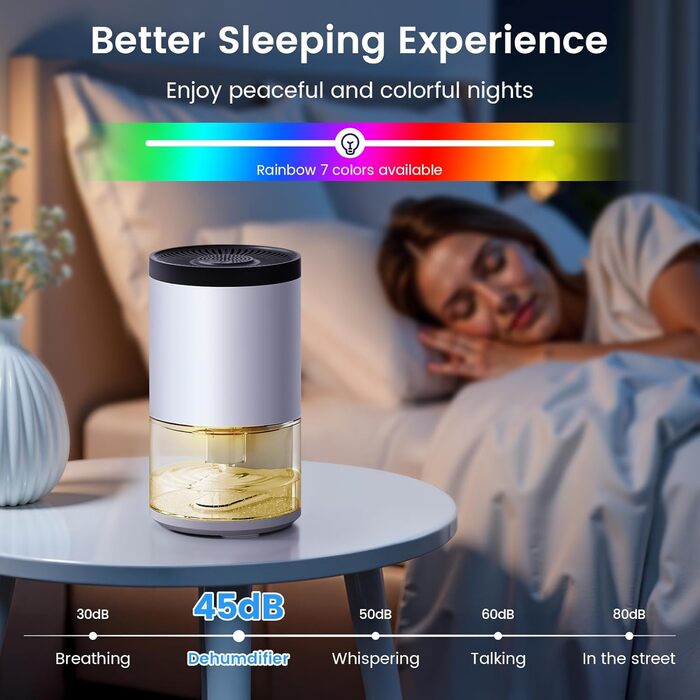 Електричний осушувач повітря без контейнера, 1000 мл, компактний, тихий, з автовимкненням, портативний, для офісу, спальні, ванної кімнати, білий