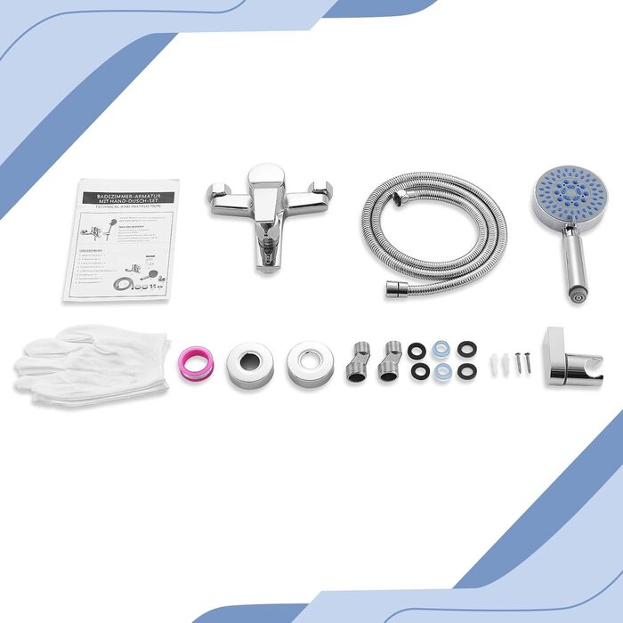 Змішувач для ванни з душем (хром) з 3 режимами, набір для ванної кімнати (Bs102)