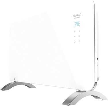 Конвектор Cecotec Ready Warm 6750 Crystal Connection з скляною панеллю, 2000 Вт, WiFi, термостат, таймер, підставка, для ванної кімнати (IP24), тихий, білий