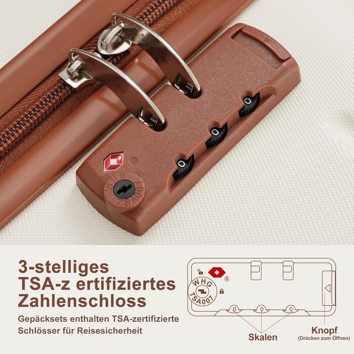 Набір валіз Merax 3 шт. з жорстким корпусом (20/24/28 дюймів), кремовий колір