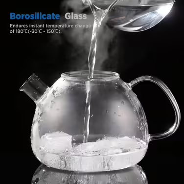 Чайник Ecooe 1500 мл з боросилікатного скла з бронзовою кришкою, знімним ситом з нержавіючої сталі 18/8, термостійкий, для чорного, зеленого, фруктового та ароматизованого чаю, пакетиків