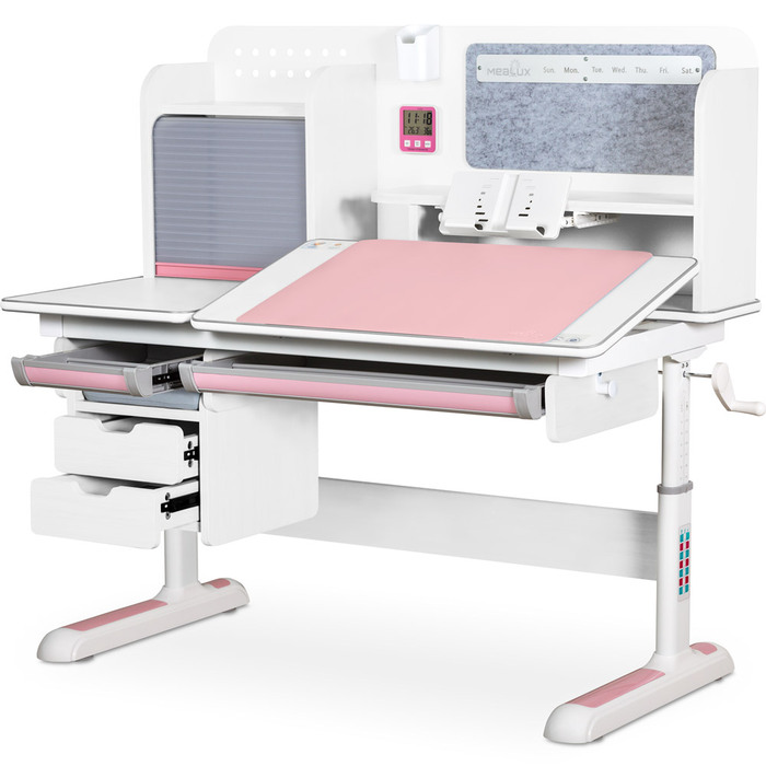 Дитячий стіл Mealux Winnipeg Multicolor Plus WG Pink (арт. BD-630 WG + PN з тумбою)