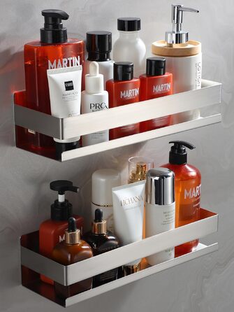 Підставка для душу без свердління - 2 шт. органайзер для ванної кімнати з нержавіючої сталі, полиця для душу без свердління, тримач для шампуню (2 шт., сріблястий)