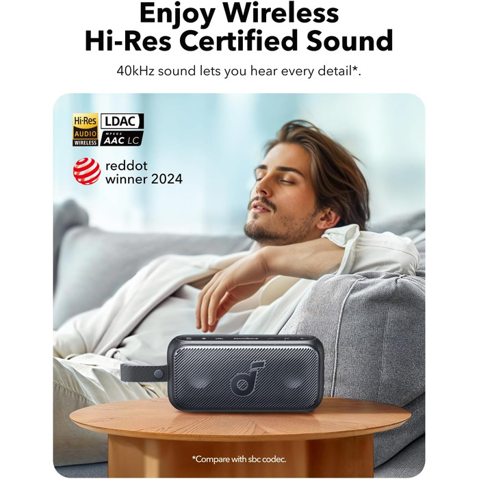 Soundcore Motion 300: Бездроковий портативний Bluetooth-динамік з BassUp, SmartTune, 30W, 13h, IPX7, для дому, саду, кемпінгу та подорожей (Чорний)