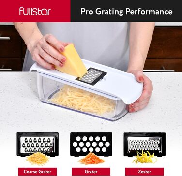 Многофункціональний овочевий слайсер-мандоліна 12-в-1 білий. Набір для нарізки овочів, фруктів, сиру, картоплі, огірків, цибулі. Слайсер для дерунів та жульєну.