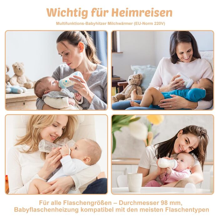 Підігрівач для пляшечок 8-в-1, дитячий підігрівач для грудного молока та сумішей, з інтелектуальним регулюванням температури для всіх пляшечок