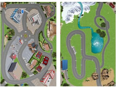 Дорожній ігровий килимок схожий на килимок для ігор) / SM05 високоякісний міський ігровий килимок для дитячої кімнати / ідеальний аксесуар для ігрових персонажів і автомобілів від повзучих, Playmobil, Papo, Bullyland & Co / 150 x 100 см STIKKIPIX (комплек