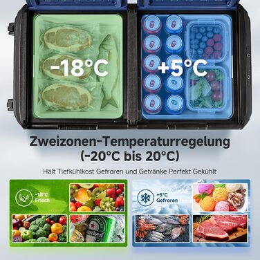 Автомобільний холодильник AAOBOSI 95л: Електричний компресорний бокс, IPX4 водонепроникний, -20°C до +20°C для авто, кемпінгу, подорожей