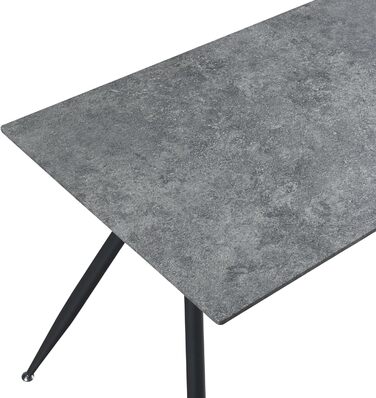 Обідній стіл Fitjar на 4 персони Обідній стіл прямокутна стільниця Кухонний стіл сталеві ніжки бетонного вигляду (бетонний вигляд, 140 х 80 см)