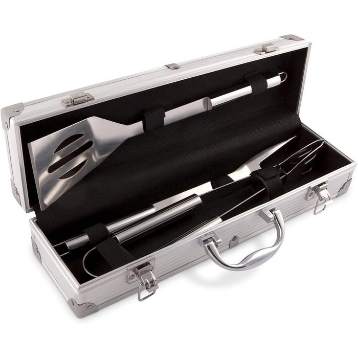 Набір для гриля 3 шт. з нержавіючої сталі: шампури, щипці, лопатка з гравіюванням імені