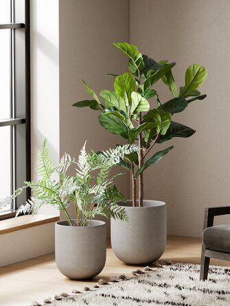 Керамічний горщик для квітів LE TAUCI, 30 см, з дренажним отвором, сірий