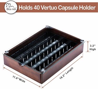 Тримач для капсул Vertuo та Nespresso, ящик з прозорим склом, органайзер для капсул (40 шт.), чорний