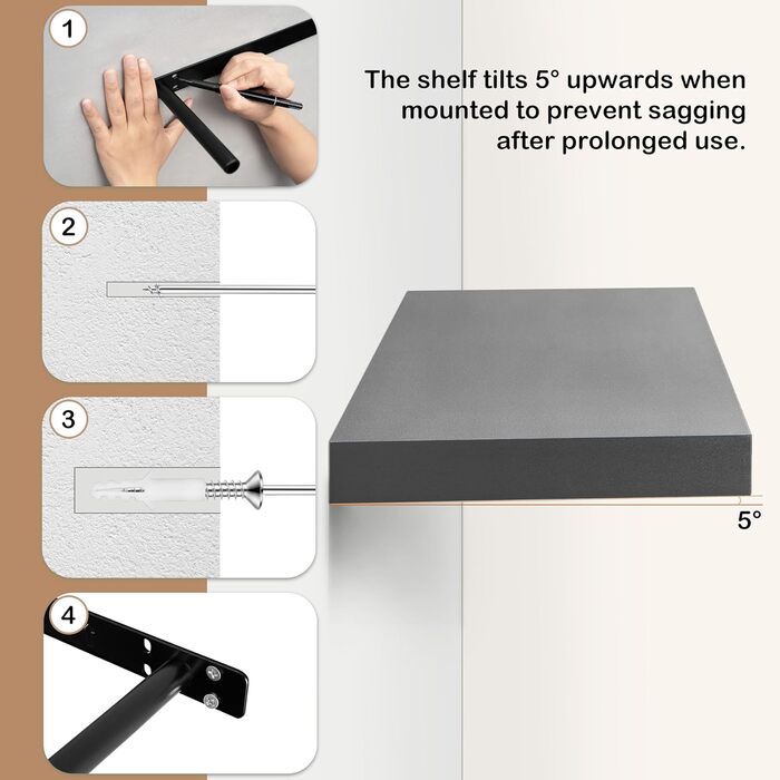 Полиця настінна WOLTU Wandboard RG9315sz для CD, DVD, книг, офісу, вітальні, спальні, кухні - дерев'яна