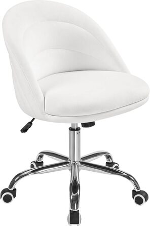 Крісло Yaheetech для дому та офісу: крісло для туалетного столика, обертове, з регулюванням висоти, на роликах, біле, до 136 кг