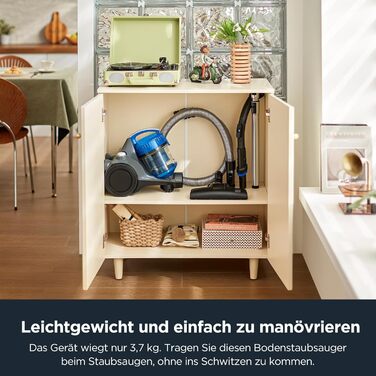 Пылесос Eureka WhirlWind без мешка, потужний, компактний та легкий, для твердих підлог та килимів, HEPA-фільтр, радіус дії 8м, 700W, об'єм 1,5л, блакитний