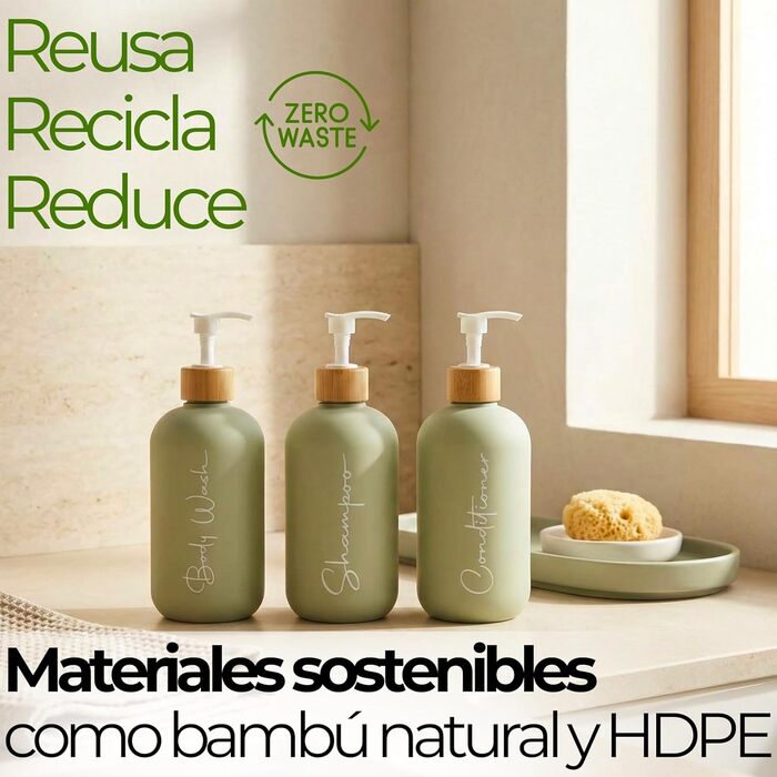 Набір дозаторів для мила в ванну кімнату, матовий чорний, 500 мл, 3 шт. для гелю та шампуню, з воронкою для наповнення