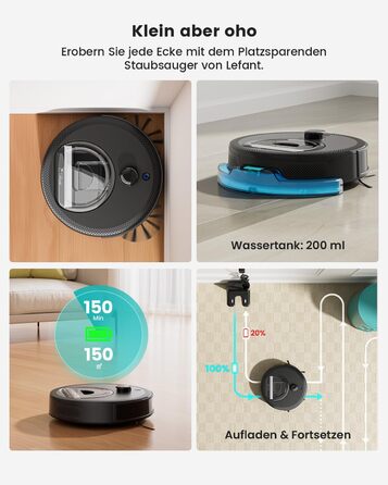 Робот-пилосос LEFANT M330 Pro з функцією миття, 5000Pa, лазерна навігація, уникнення перешкод PSD, керування через додаток та голосове керування