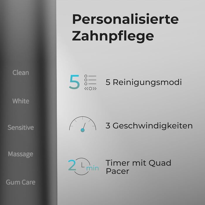 Електрична зубна щітка AENO DB6 Sonic – 5 режимів, 40 днів роботи, бездротове заряджання, преміум-щітинки, нагадування про заміну насадки, 46 000 вібрацій/хв, чорний