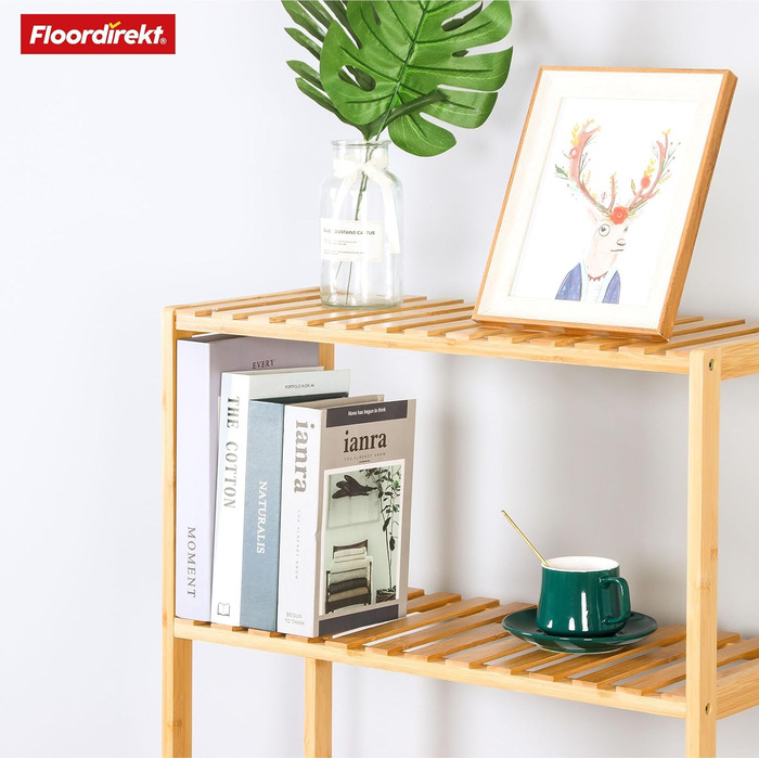 Стильне дерев'яне стелаж Floordirekt Bambus Regal для ванної, спальні, вітальні (60 x 26 x 130 см)
