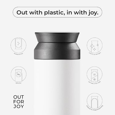 Термокружка з нержавіючої сталі 350 мл | Термокружка для кави та чаю на винос | З подвійними стінками, ізольована, не протікає | Подорожна термокружка | Зберігає тепло до 4 годин / холод до 8 годин (Білий Шовк)