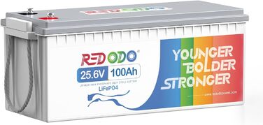 Акумулятор Redodo 24V 100Ah LiFePO4, 2560 Вт, заміна на AGM, 4000-15000 циклів, 10 років, для автофургонів/сонячних/морських