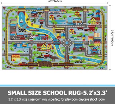 Дитячий ігровий килимок Capslpad 160x100см Нековзний килимок City Map, який можна прати, пастельно-синій