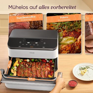 Фритюрниця COSORI Dual Blaze TwinFry з 2 камерами, 10 л, з 4 нагрівальними елементами, чорна