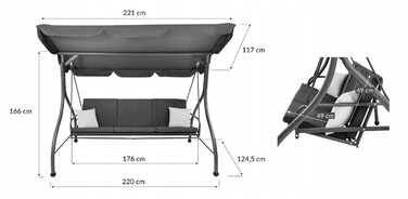 Садова підвісна гойдалка Kontrast, 41 x 130 см