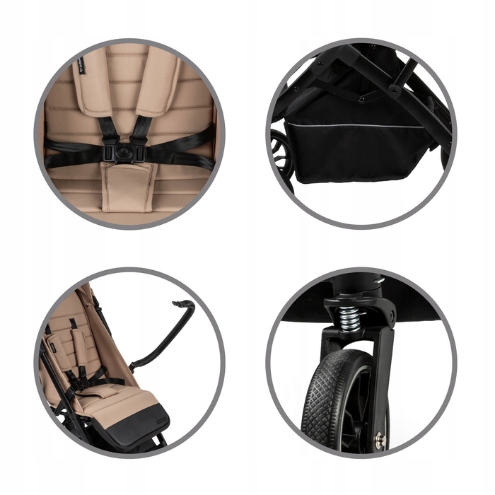 Компактна прогулянкова коляска Kidwell Colmer UP, бежева, легка, складана та маневрена