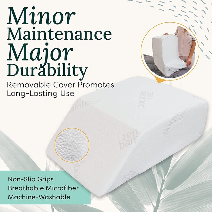 Бамбукове подушка-валик під ноги та коліна Zen - для підйому ніг та зняття напруги - зручна подушка-валик для ліжка та дивану - знімний чохол