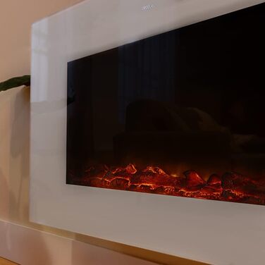 Електричний камін Cecotec ReadyWarm 2690 Flames Connected Wi-Fi, 2000 Вт, білий, декоративний, для обігріву до 25 м², дистанційне керування, загартоване скло