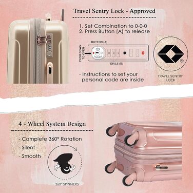 Набір валіз Kensie для жінок Alma, Рожеве золото, 50 см (20 дюймів)
