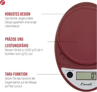 Кухонні ваги Escali P115TG Primo Digital - Кухонні ваги - Кухонні ваги - Випічка - Контроль порцій - Хобі - Трав'яні ваги Побутові ваги - 5 кг - Естрагон зелений - 22 x 15 x 4 см (теплий червоний)