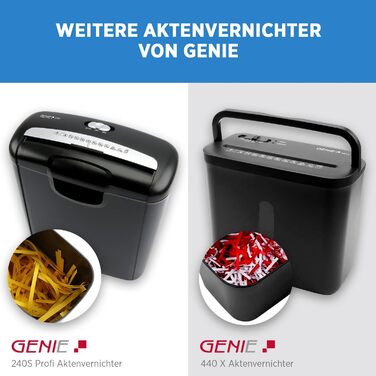 Шредер Genie 580XCD Plus: знищення документів, CD/DVD, карт, P-4, 21 л, чорний