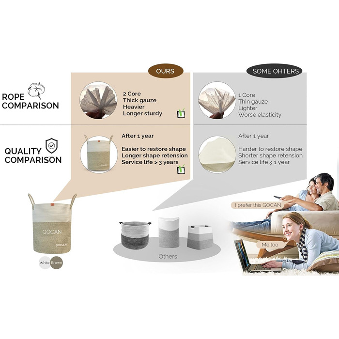 Великий міцний кошик для білизни з плетеного матеріалу сірого/бежевого кольору (D38H50cm)