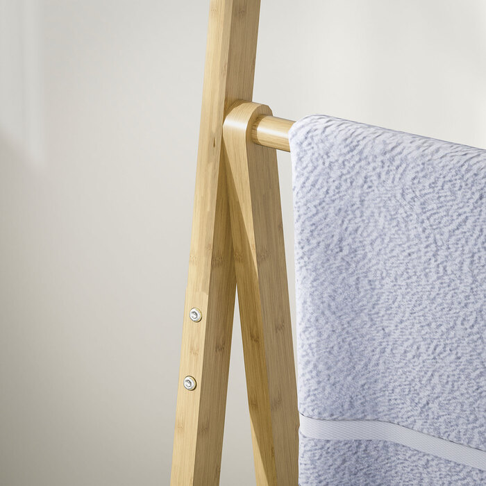 Трирівнева полиця для ванної кімнати, 3 тримачі для рушників, бамбуковий каркас, у формі літери А, решітчасті полиці