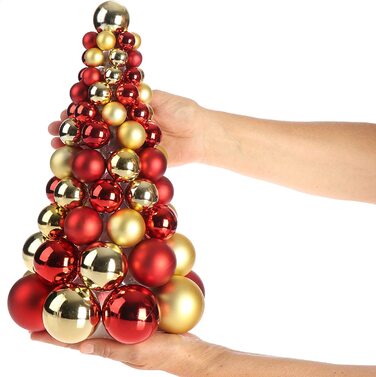 Штучна Різдвяна ялинка COM-FOUR з ялинковими кулями-прикрашена ялинка для різдвяних прикрас-Різдвяна ялинка для різдвяних прикрас (0 - 30 см - кольори золотий / червоний)