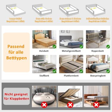 Бортики для ліжка дитячі 3 шт. (2x200 см + 1x180 см) складані, захист від випадання, малюнок - слоники