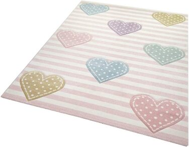 Килим-мрія Дитячий килим у формі серця килим для дитячої кімнати для дівчаток в рожево-фіолетово-зеленому кольорі (160 см круглий)