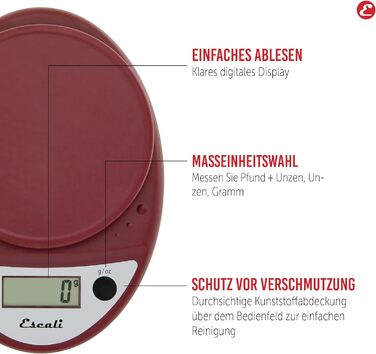 Кухонні ваги Escali P115TG Primo Digital - Кухонні ваги - Кухонні ваги - Випічка - Контроль порцій - Хобі - Трав'яні ваги Побутові ваги - 5 кг - Естрагон зелений - 22 x 15 x 4 см (теплий червоний)