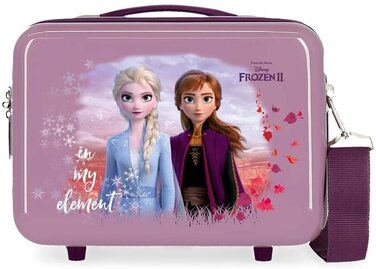 Дитяча сумка Disney Frozen Крижана королева Природа-це диво 50x39x20 смс жорсткий корпус з АБС комбінований замок 34L 2,1 кг 4 колеса Ручна поклажа (фіолетовий, сумка для туалету Nature)