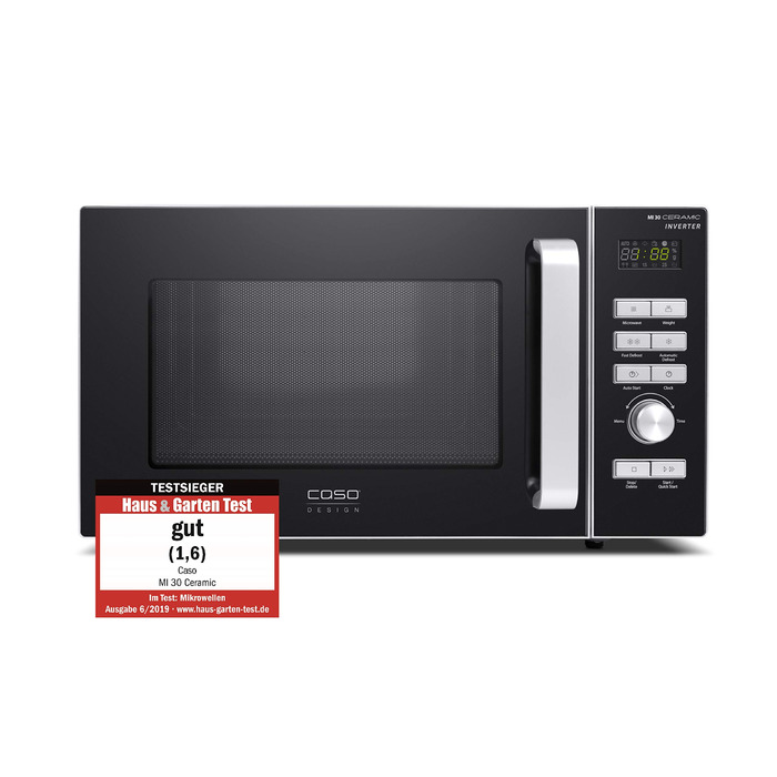 Мікрохвильова піч CASO MI 30 Ceramic Inverter, 30 л, 1000 Вт, нержавіюча сталь, срібляста - Переможець тесту Haus & Garten