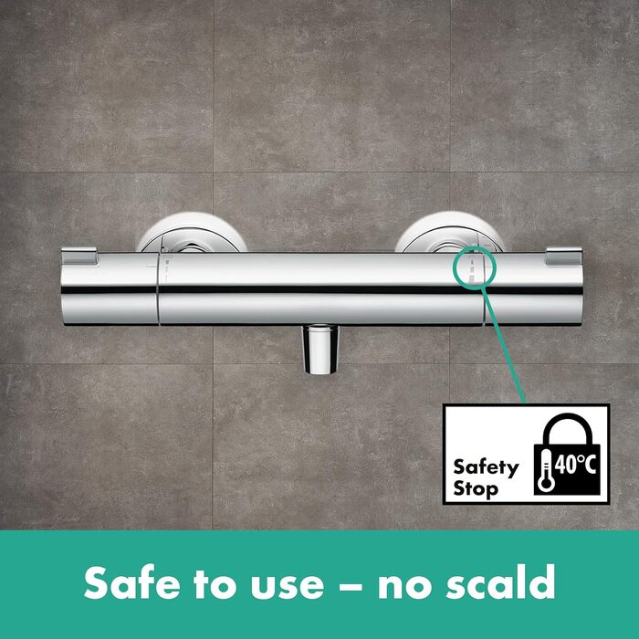 Змішувач для ванної Hansgrohe Ecostat - n Aufputz з термостатом (SafetyStop 40°C), круглий, для 2 споживачів, артикул 13201000 (білий/хром)