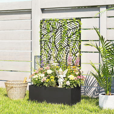 Підвищене грядка з металу з шпалерою для в'юнких рослин, самостійна або для кріплення до стіни