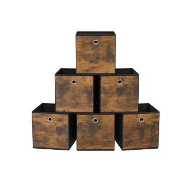 Тканинна коробка для зберігання куба Shelf Vintage Brown + Black / 33 x 33 x 33 см