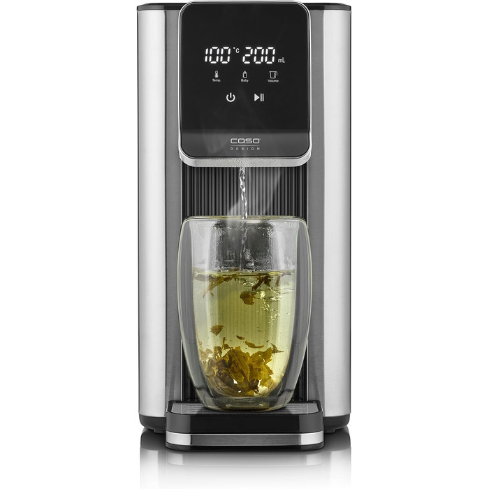 Диспенсер гарячої води CASO HW 630: 2600W, 40-100°C, 7 режимів дозування, 2.5л бак, фільтр, захист від накипу, дитячий режим, нержавіюча сталь