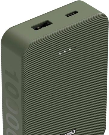 Портативний зарядний пристрій, зелений, 10 10000mAh, USB C/A, LED