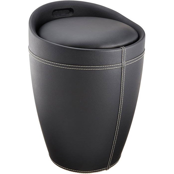 WENKO табурет для ванної кімнати Candy з місцем для зберігання, чорний, ABS-пластик, 20 л, Ø 36 x 50,5 см
